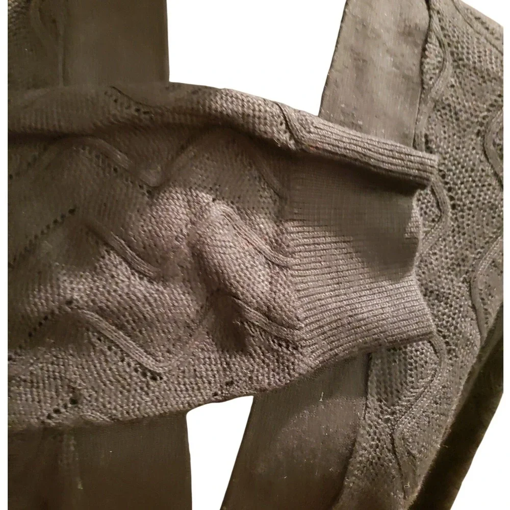 89th & Madison Black Knit Cable Wave Cardigan Sweater Size‎ L